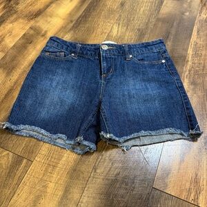 Blue Epic Denim Shorts Frayed Hem 100% Cotton 4